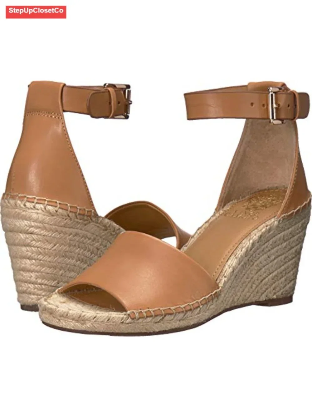 Wedge Espadrille Sandals with Braided Jute and Buckle Closure